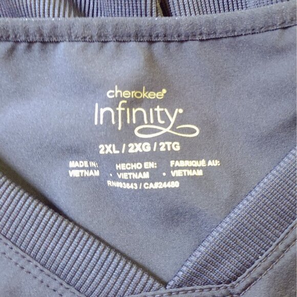 Cherokee Infinity Womens Scrub Top Blue Size 2XL Pockets Side Split Style CK623A - Picture 7 of 7